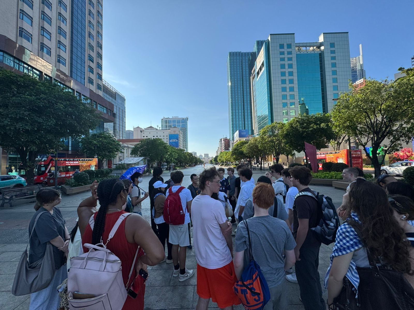 students observing urban environment in Vietnam