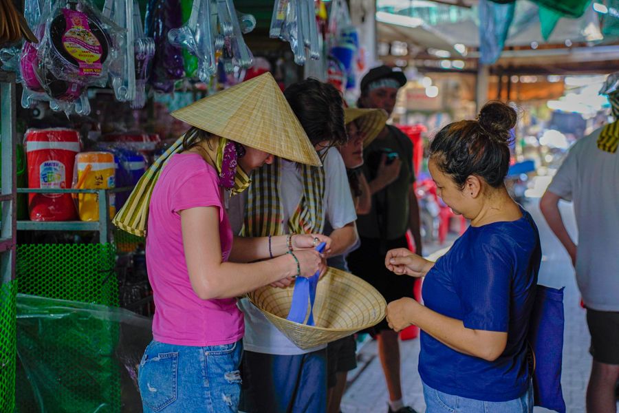 students engaging with historical place in Vietnam