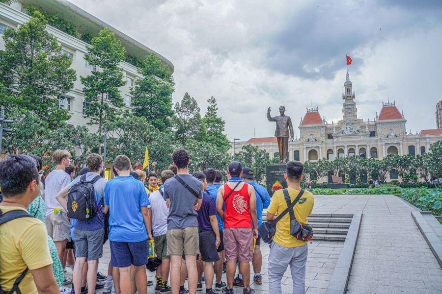 Students taking part in community-based learning in Vietnam