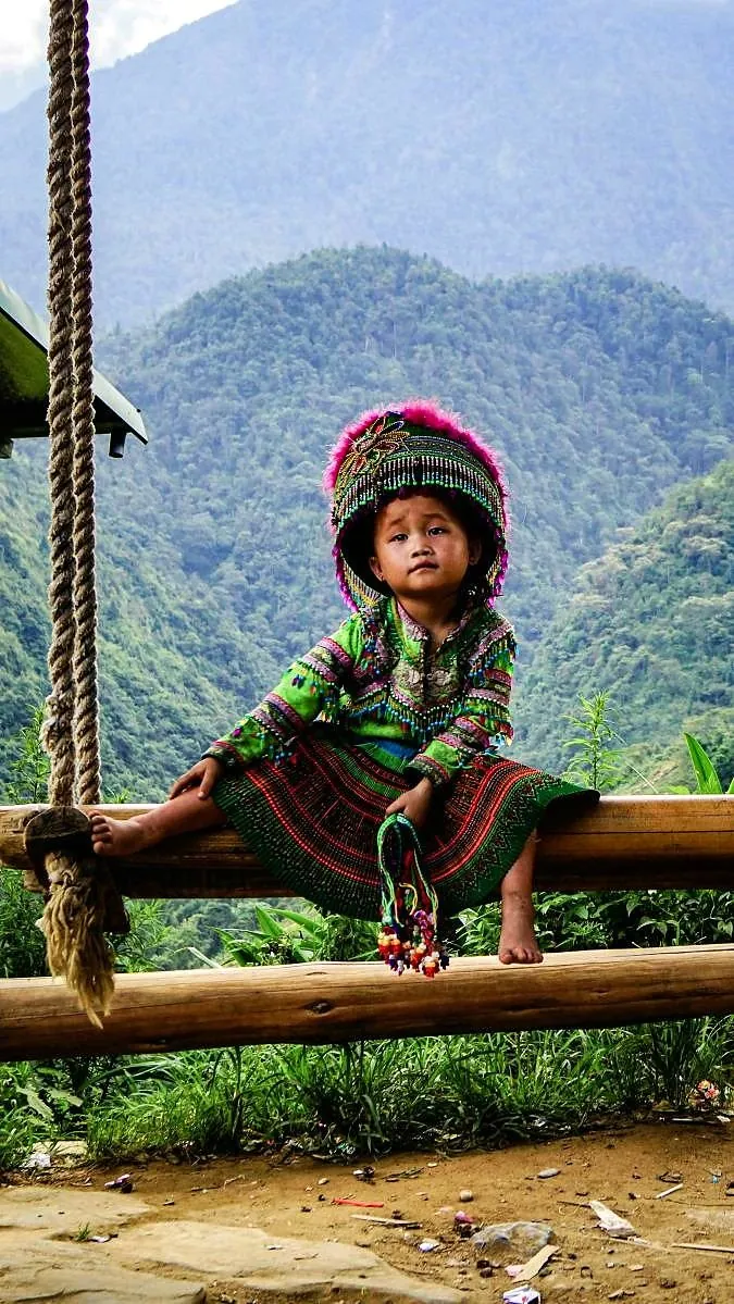 A child in traditional clothing in northern Vietnam