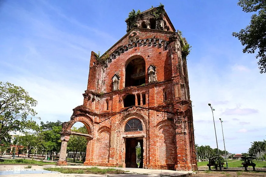 A historic brick church in central Vietnam