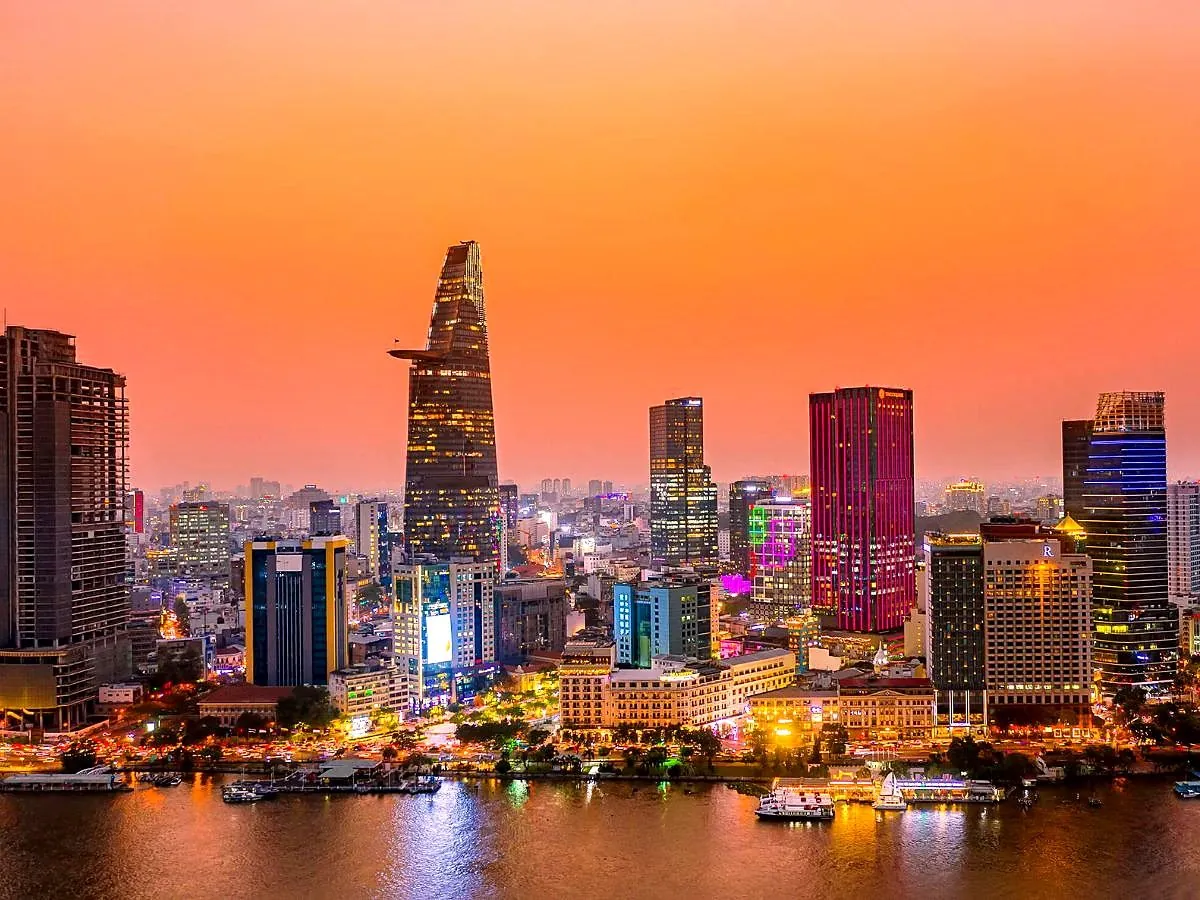 Ho Chi Minh City skyline at sunset