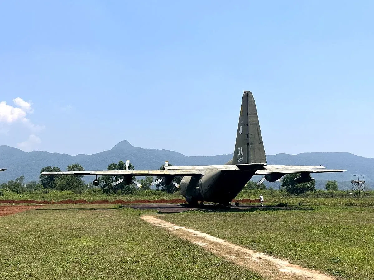 A transport aircraft at Ta Con Airbase near Khe Sanh