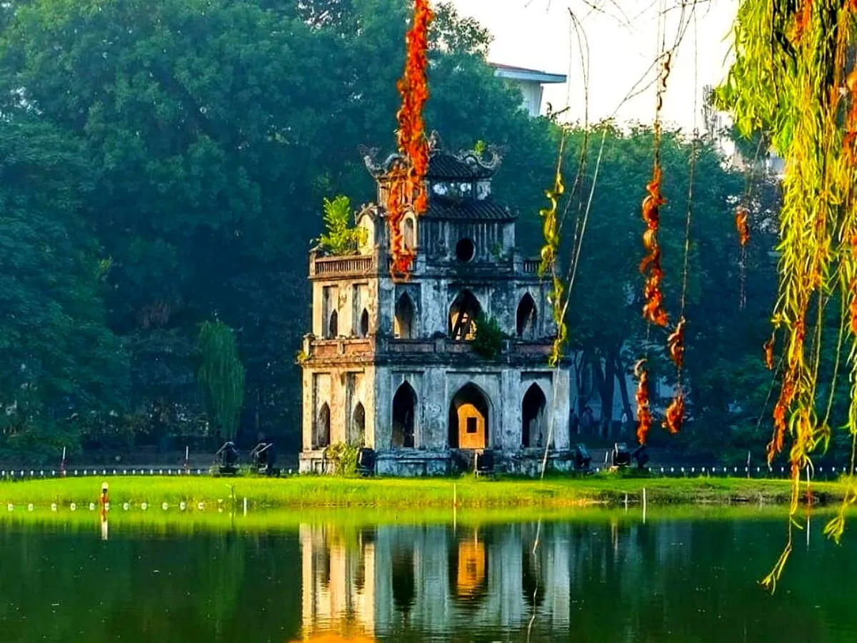 Turtle Tower on Hoan Kiem Lake in Hanoi
