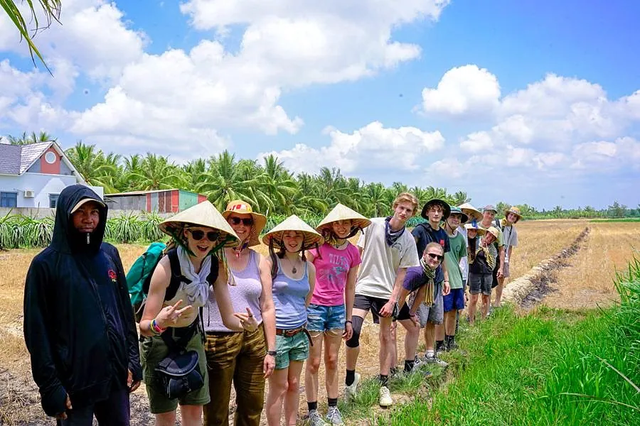 Students visiting an agricultural field in Vietnam