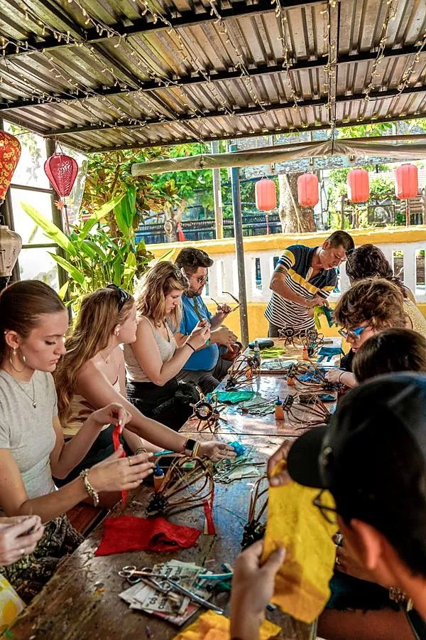 Students taking part in a craft workshop in Vietnam