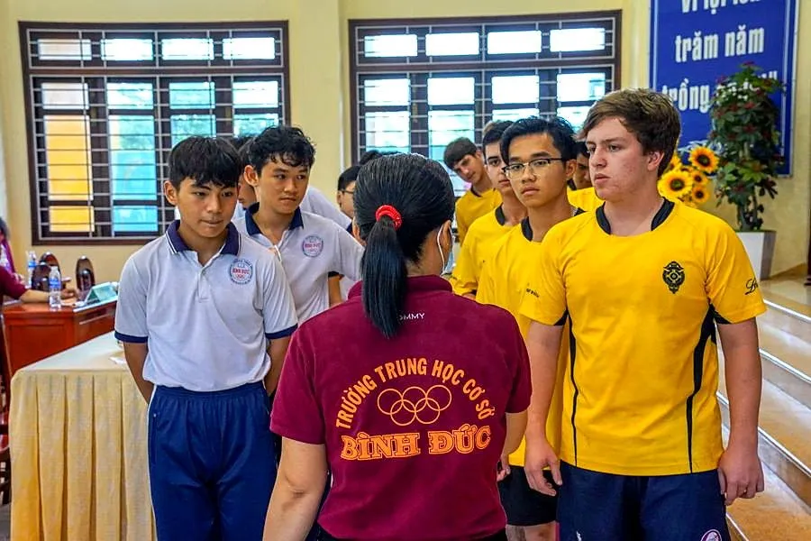International students meeting local school peers in Vietnam