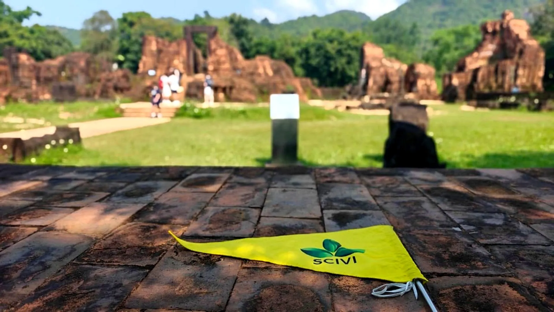 Students visiting My Son Sanctuary in central Vietnam