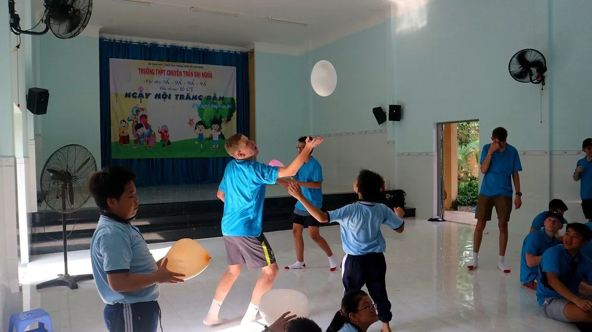 Students taking part in a school cultural exchange in Vietnam