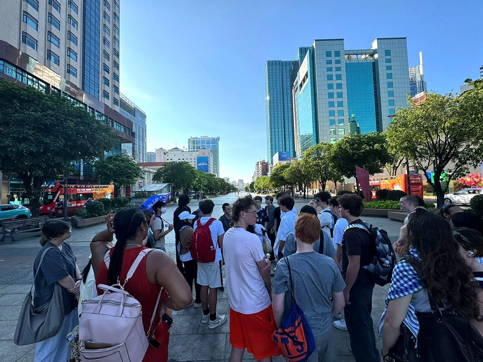 Students walking through central Ho Chi Minh City